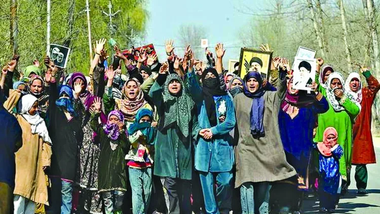 Baramulla, Jammu and Kashmir: Shia Muslims take to the streets in Pattan to protest against the killing of Iran's Supreme Leader Ayatollah Ali Khamenei