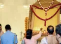 President Draupadi Murmu with Ram Yantra inside the Ram Mandir