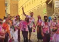 Foreign tourists celebrate Holi In Jaisalmer