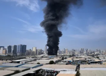 Smoke Billows from the building during the Iran-Israel-US war