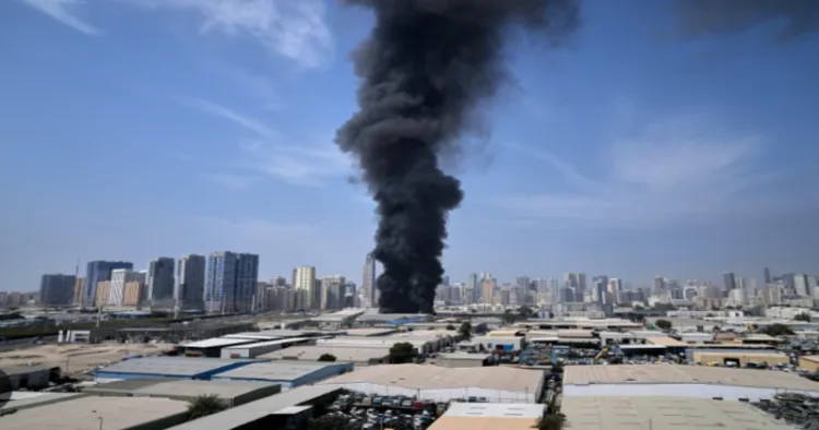 Smoke Billows from the building during the Iran-Israel-US war