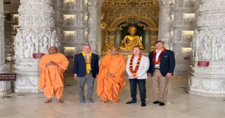 US Envoy to India, Sergio Gor on Wednesday Visited the Bochasanwasi Shri Akshar Purushottam Swaminarayan Sanstha Akshardham temple on Holi