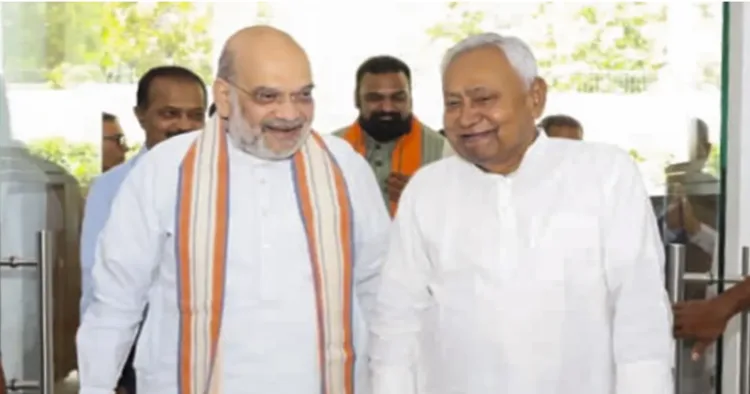 (Left) Amit Shah (Right) Bihar CM Nitish Kumar