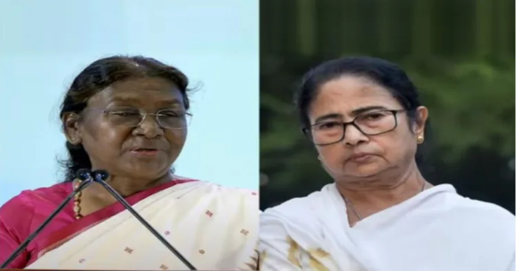 (Left) President Droupadi Murmu (Right) West Bengal CM Mamata Banerjee