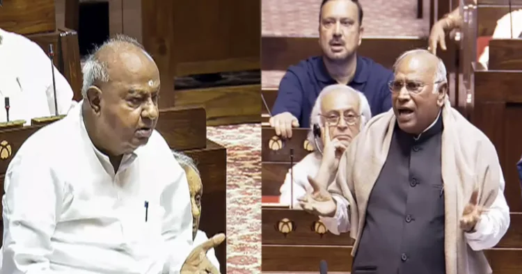 (Left) Former Prime Minister HD Deve Gowda (Right) Congress President Mallikarjun Kharge