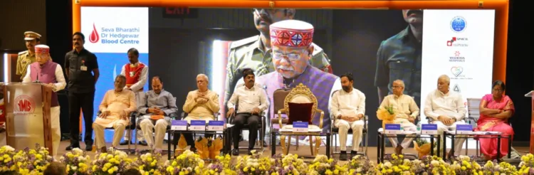 Shiv Pratap Shukla, Telangana Governor addressing the gathering… On the dais: D. Durgareddy, B. Sunder Reddy, Sunil Sapre, Dr Satish Reddy, Kishan Reddy, Suhas Rao, Shyam Kumar, Vijayabharati.
