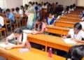 Students sitting in an examination hall
