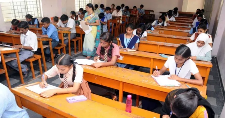 Students sitting in an examination hall
