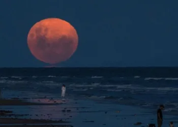 A stunning view of the Moon turning a deep crimson red during a total lunar eclipse. (Photo: AP)