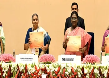President of India, Droupadi Murmu at the concluding session of the two-day national conference of women thinkers titled “Bharti – Naari Se Narayani”
