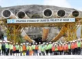 Engineers and workers stand in front of the underground crude oil storage cavern at Padur in Karnataka, part of India’s strategic petroleum reserve network built to secure fuel supplies during global disruptions
