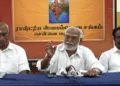 (From left to right) Vanniyarajan- Shetra sanghchalak, Shri Kumaraswamy Sanghchalak Uttar Tamil Nadu prant,i Adalarasan sanghchalak Dakshin Tamil Nadu