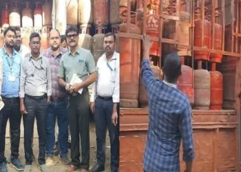 Authorities seized 330 LPG cylinders during a raid on an illegal storage facility in Bhiwandi’s Kamatghar area