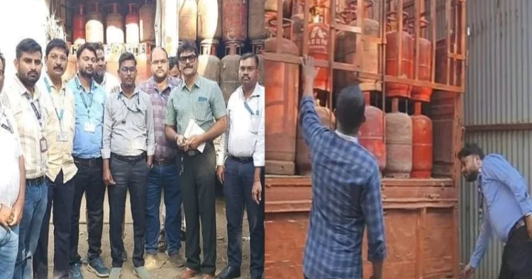 Authorities seized 330 LPG cylinders during a raid on an illegal storage facility in Bhiwandi’s Kamatghar area