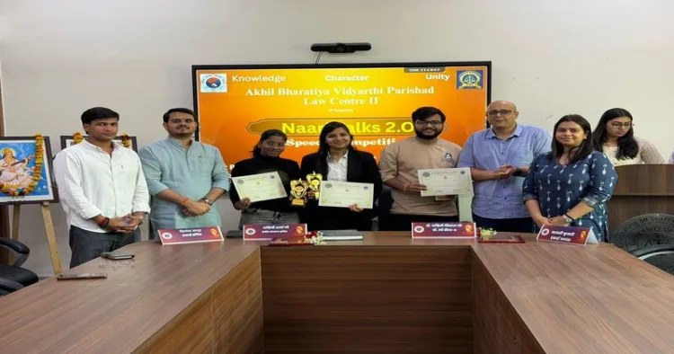 Winners of Naari Talks 2.0,” a speech competition that was organised by ABVP unit of Law Centre II