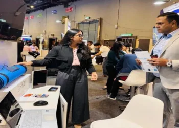 YogiFi Smart Yoga Mat showcasing at the IndiaAI summit