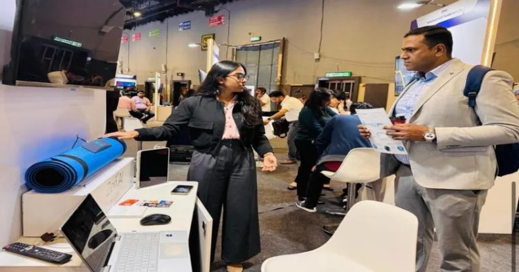 YogiFi Smart Yoga Mat showcasing at the IndiaAI summit