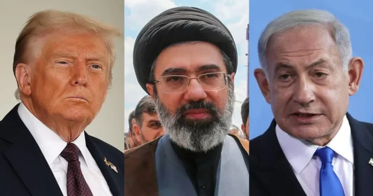 US President Donald Trump, Iran's Supreme leader Mojtaba Khamenei and Israeli Prime Minister Benjamin Netanyahu