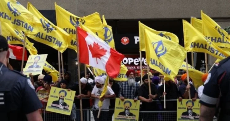 Khalistanis with their flags