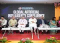 Dignitaries on the stage at the Global Artificial Intelligence Confluence 2026’