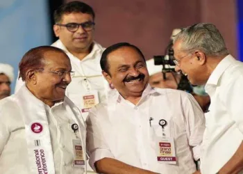 Muslim league senior leader P K Kunjalikkutty, LoP and Congress leader V D Satheeshan and Chief Minister Pinarayi Vijayan
