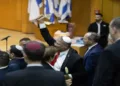 Israeli national security minister Itamar Ben-Gvir (far right) at the Knesset, Israel's parliament, after the vote in Jerusalem, March 30, 2026