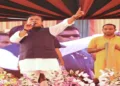 Assam CM Himanta Biswa Sarma addressing an election rally