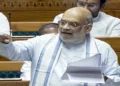 New Delhi, Apr 17 (ANI): Union Home Minister Amit Shah speaks in the Lok Sabha during the Special Session (2026-27) of Parliament, in New Delhi on Friday. (Sansad TV/ANI Video Grab)