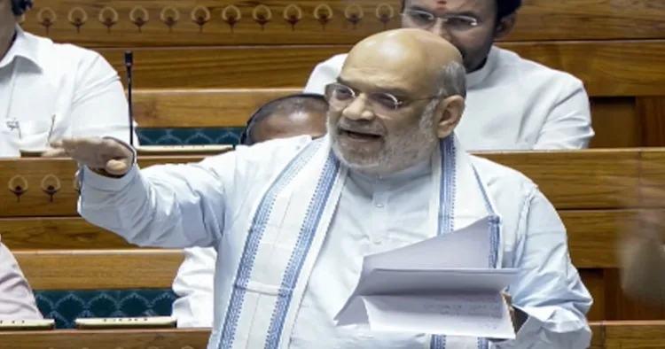 New Delhi, Apr 17 (ANI): Union Home Minister Amit Shah speaks in the Lok Sabha during the Special Session (2026-27) of Parliament, in New Delhi on Friday. (Sansad TV/ANI Video Grab)