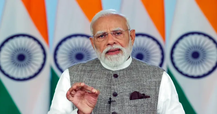 New Delhi, Apr 18 (ANI): Prime Minister Narendra Modi addresses the Nation, in New Delhi on Saturday. (DD News/ANI Video Grab)