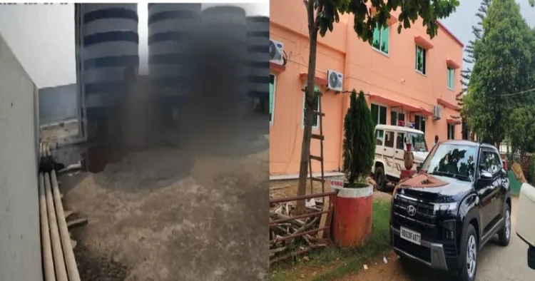 (Left) File Photo of Sundarpada Bomb Blast (Right) NIA team visited the Airfield police station