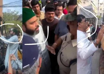 AIMIM MLC Mirza Rehmat Baig Qadr (In Left) Ghouse (former corporator, AIMIM) (Right side)