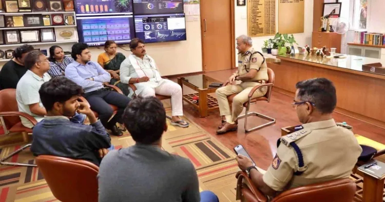 BJP Delegation meets the commissioner of police in Bengaluru over the row surrounding the forced removal of Janivira of students at the CET exam centre