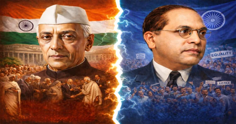 (Left) Former PM Jawaharlal Nehru (Right) Dr BR Ambedkar