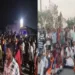 Local residents protest in front of the Khantapada police station, laying the body of Gorakshya karyakarta on the road and demanding justice.