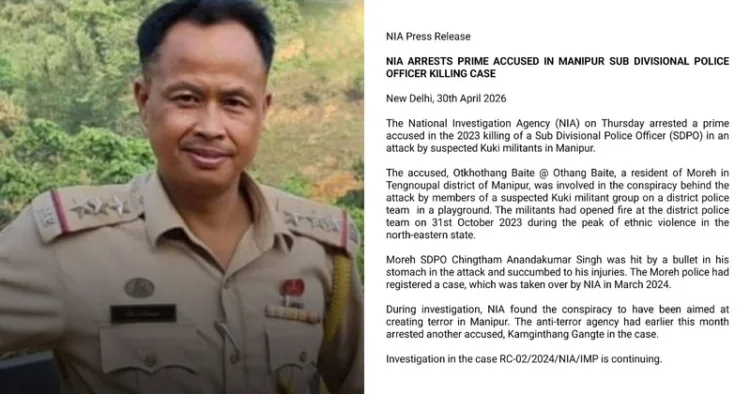 NIA arrested second Kuki militant Otkhothang Baite accused in October 2023 SDPO killing in Moreh