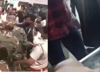 (Left) TMC and Humayun Kabir's supporters clash with each other (Right) A person injured in the crude bomb blast in Murshidabad