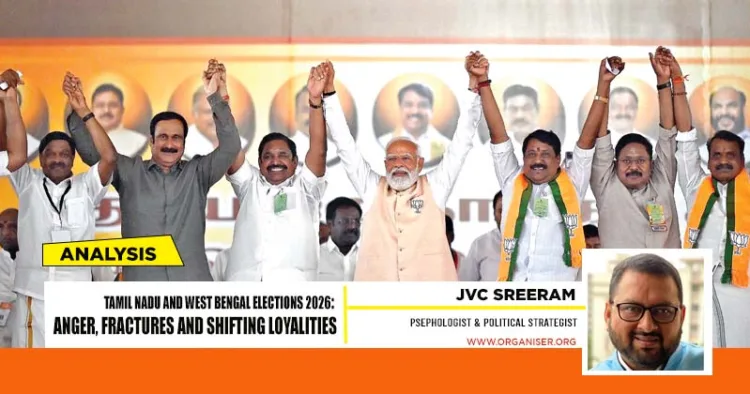 Prime Minister Narendra Modi along with AIADMK General Secretary Edappadi K. Palaniswami, PMK President Anbumani Ramadoss, Tamil Maanila Congress President G K Vasan and others during the launch the NDA's election campaign in Tamil Nadu on January 23