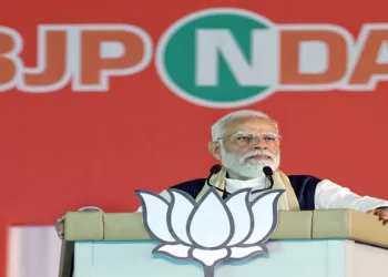 Pathanamthitta [Kerala], Apr 04 (ANI): Prime Minister Narendra Modi speaks during a massive public meeting ahead of the Kerala Legislative Assembly elections in Thiruvalla, Pathanamthitta, on Saturday. (Narendra Modi Photo Gallery/ANI Photo)