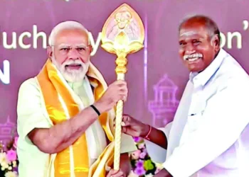 PM Narendra Modi with Puducherry CM N Rangasamy