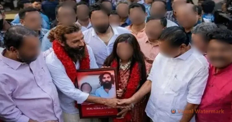 Kumbh mela viral girl's husband Farman Khan shakes hands with CPI(M) State Secretary M. V.Govindan as Kerala Education Minister V. Sivankutty,Rajya Sabha MP A. A. Rahim and CPI(M) leader V. P. P.Mustafa stand beside them