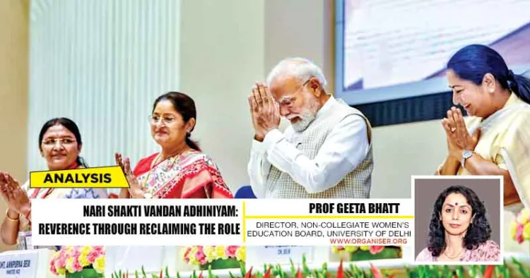 Prime Minister Narendra Modi, Delhi Chief Minister Rekha Gupta and Union Minister Annpurna Devi during the Nari Shakti Vandan Sammelan in New Delhi on April 13