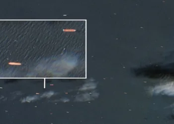 Hundreds of ships have been anchored around the Strait of Hormuz since the start of the US-Israeli war with Iran. (Source: European Union/Sentinel Hub)
