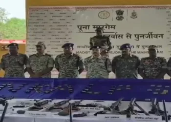 Security forces recover weapons (Image Credit: ANI)