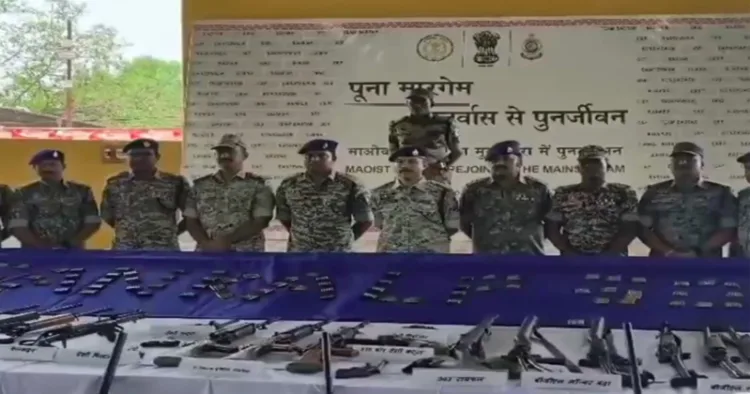 Security forces recover weapons (Image Credit: ANI)