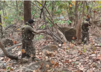 Armed Soldiers in the jungle during ant-Maoist operation