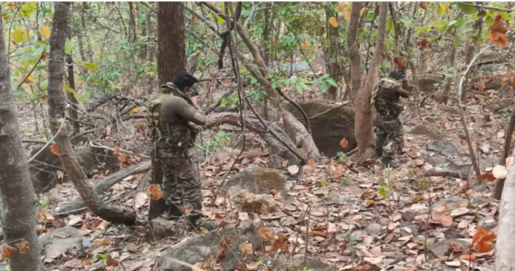 Armed Soldiers in the jungle during ant-Maoist operation