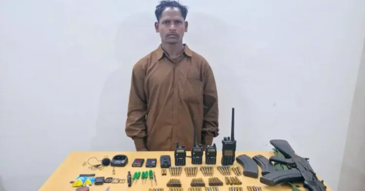 Maoist Commander Darsu Sori with Rs 8 lakh bounty surrenders with weapons, gadgets