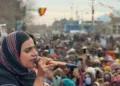 Dr Mahrang Baloch addressing a public rally (File photo)