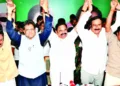 TTV Dhinakaran, AMMK General Secretary; Piyush Goyal, BJP leader Union Minister of Commerce and Industry; Edappadi K Palaniswami , AIDMK General Secretary; Dr. Anbumani Ramadoss, Pattali Makkal Katchi President; Nainar Nagenthran, BJP Tamil Nadu President (Left to Right)